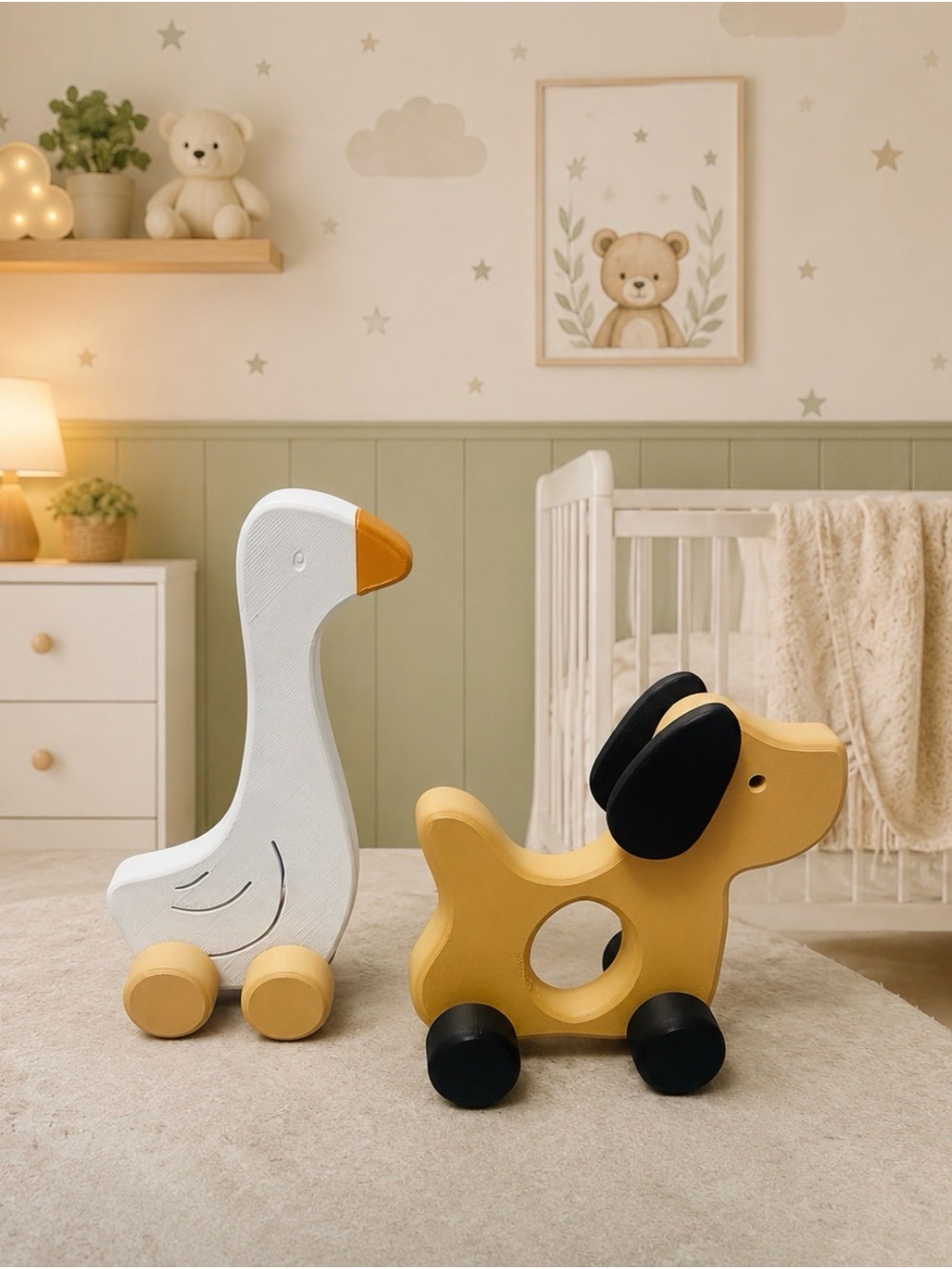 Wooden Pull-Along Dog Toy in Yellow - Kids Toys